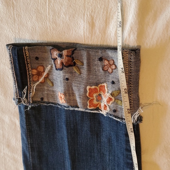 Jag Jeans Girlfriend 10" Rise Embroidered Cuffed Ankle Sz 12/31 Blue Denim Jeans - Picture 13 of 15